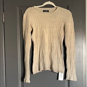Stylish Cashmere Tan Ribbed Sweater